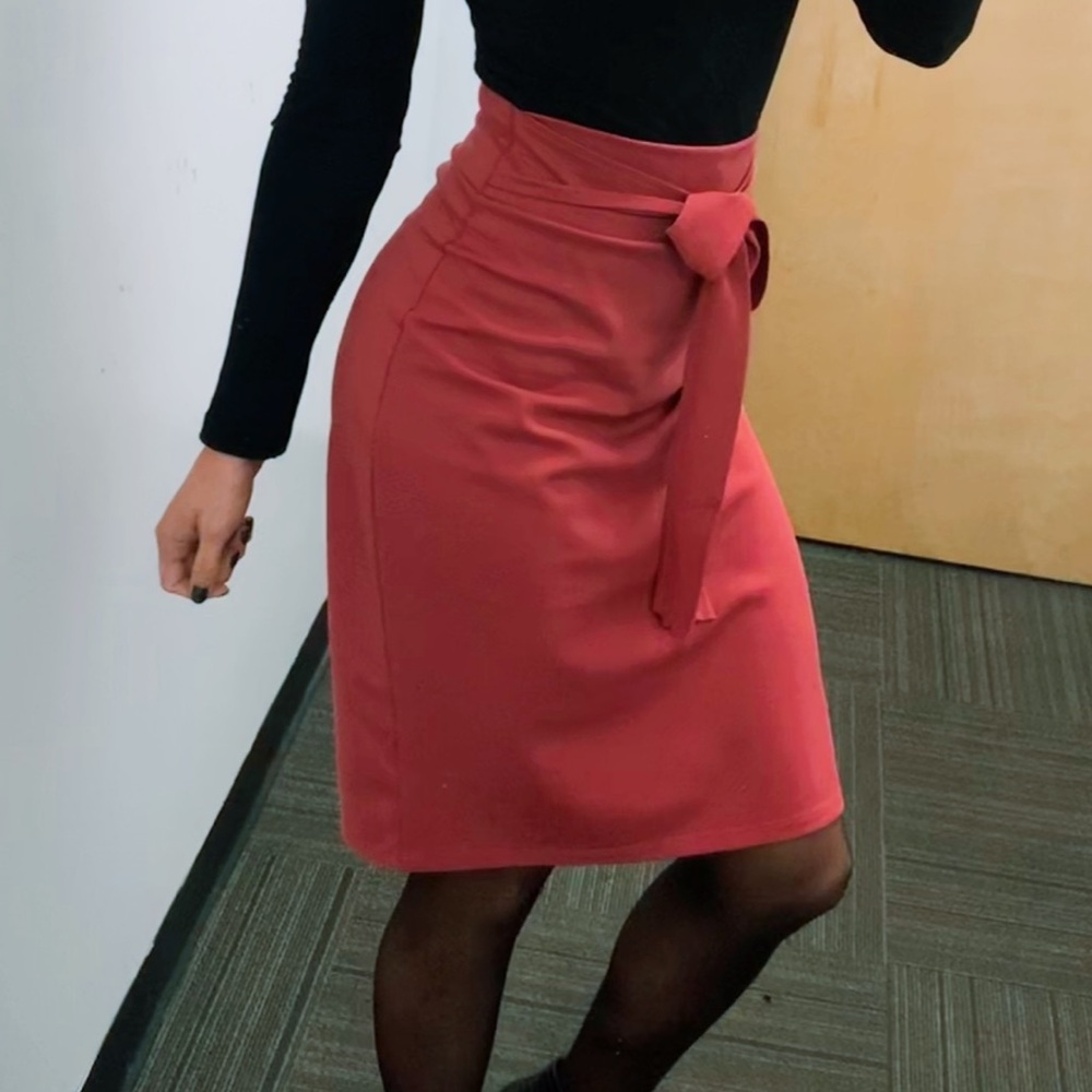 Maroon Cotton Pencil Skirt